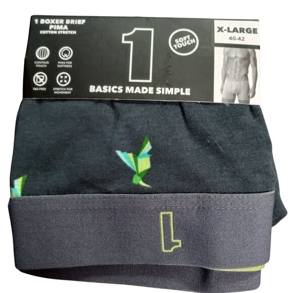 Basics Made Simple Size XL 40-42 Boxer Briefs Mens Pima Cotton Contour Pouch NEW - Picture 1 of 5